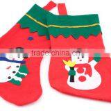China Two Colors of no Sew Applique Santa Claus Snowman Tree Polyester Xmas Sock Wool Fabric Christmas Stocking Holders thumbnail-4