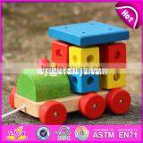 New Design Toddlers Building Blocks Wooden Pull Train Toy W05C072 thumbnail-1