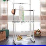 Adjustable Rolling Clothes Rack With Two Shelf thumbnail-2