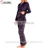 Women's Winter Plus Size Zip up Hooded Jogging Hoodie Sportwear Soft 2 Piece Velour Tracksuit Set for Ladies thumbnail-4