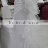 White Banquet Spandex Chair Cover With Organza Chair Cap Sash for Wedding Decoration thumbnail-1