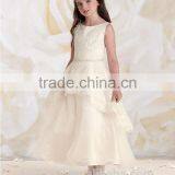 New Fashion off Shoulder Lace Baby Gown Satin Girl Dress thumbnail-2