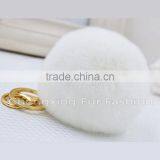 CX-R-09 Genuine Rex Rabbit Fur Keychain - BLACK thumbnail-3