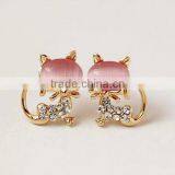 Lovely Rhinestone Opal Stud Earring,cute Cat Design Earrings for Women Jewelry thumbnail-1