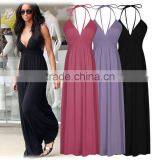 3 colors 4 sizes XXL sexy ladies v-neck strap evening dress