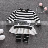 Striped Skirt Autumn New Korean Baby Skirt Spring and Autumn Children Stitching Lotus Leaf Dress thumbnail-4