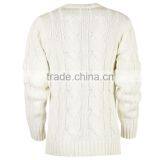 Classic Jumbo Braid Ribbed Cuffs and Hem Slim Fit Cable Knit Sweater Pattern Men thumbnail-2
