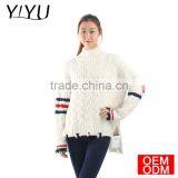 High School Unifrom Women Tassel Hem Turtleneck Cable Knit Sweater thumbnail-2