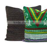 Velvet Cushion in Brown With Vintage Kantha Backing thumbnail-4