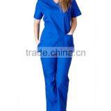 V Neck Two Pockets High Quality Scrub Sets Top & Pants Staff Uniform thumbnail-3