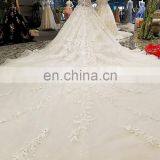 LS00298 Wedding Gown Classic Custom Short Sleeves Flower Pattern Long Train Sexy Zipper Wedding Dresses thumbnail-4
