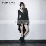 Punk Rave PQ-203 Gothic Black High Low Longsleeve Dress With Halterneck thumbnail-3