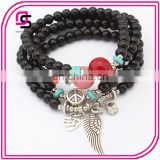 Fashion jewelry Wings bracelets multilayer classic glass beads bracelet setting