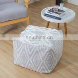 New Modern Pouf Design Yellow Woven Silk-screen Print Tufting Floor Ottoman Pouf thumbnail-2