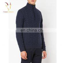 Best Cable 1/4 Zipper Mock Men 100% Cashmere Cardigan,Knitwear Pullover thumbnail-1