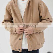 High Quality Thick Cotton Fabric Custom Full Button Plain Hoodies for Men Clothing thumbnail-3