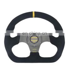 Racing Rally Sport Flat Drift sim Steering Wheel Suede Leather 325mm Black Pro