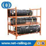 Heavy duty stacking metal mobile tire rack