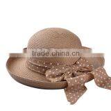 Sun Protection Straw Hats Cute Bowknot Ribbon Formal Bowler Hat thumbnail-3