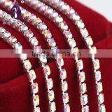 SS8 Single row silver Metal Rhinestone cup chain For Dress Shoes