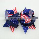 Unique Design America Flag Big Bowknot Shape Hair Accessories Silk Ribbon Hair Pins thumbnail-2