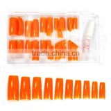 100x Color Acrylic French False Nail Half Tips Box -Orange