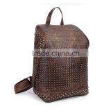 Big Backpack With Full Studs Vintage Stylish Shoulder Bag Mummy Bucket Bag Genuine Leather Top Quality Backpack thumbnail-2