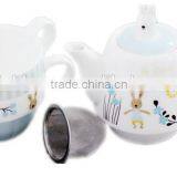 Zakka Creative Cartoon Rabbit Couples Coffee Kettele and Mugs Ceramic Three-piece Tea Set With Stainless Steel Filter thumbnail-3
