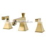 Modern Widespread Bathroom Three Holes Sink Faucet in Gold With Double Handles thumbnail-1