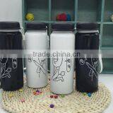 420ml Single Wall Stainless Steel Sports/outdoor Water Bottle With Pattern and Plastic Lid thumbnail-1