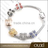 OUXI New design stainless steel multicolored crystal hand made jewelry accessories B40003