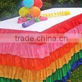 Polyester rainbow table skirts table cover