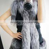Factory Price Koreal Style Long Silver Fox Fur Trim Rabbit Fur Vest thumbnail-2