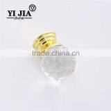 1 1/6 Inch Gold-plated Brass Base Clear Crystal Knob Handle