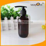 5 OZ Empty Boston Round Amber Lotion Bottle With Black Nozzle thumbnail-5