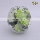 Handmade Round Glass Vase With the Carved Butterfly, Clear Home Use Glass Fish Bowl thumbnail-1