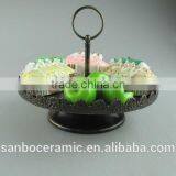 Metal Wedding Cake Stand, Mini Cute Iron Black Antique Style in One Tier thumbnail-1