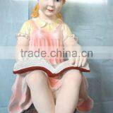 Garden Decor Reading Girl Fiberglass Statue thumbnail-3
