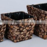 square shape dark brown water hyacinth flower planters/pots