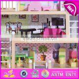 2017 Best Luxurious 4 Floors Children Wooden Dollhouse Kits With Garage W06A238 thumbnail-6