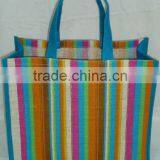 Colourful Stripe Print Jute Bags With Jute Self Handle thumbnail-1