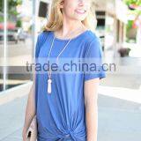 Lady Shirt 2017 Short Sleeve Round Neck Knot Top Trend t Shirt thumbnail-2