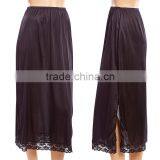 Side Slit Lace-Trim Half-Slip Skirt Long thumbnail-1