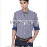 2017 NEW Indian Fashion Long Sleeve Blue Stripes French Cuff Button-down Collar Casual Man Shirt thumbnail-2