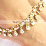 GOLD Tone Crystal Beads PAYAL Anklets Pair thumbnail-2