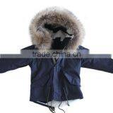 Myfur Latest Design Kids Jeans Parka With Sheep Shearing Fur Lining And Raccoon Fur Hooded Parka for Children thumbnail-1