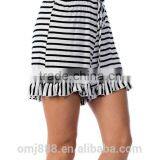 Fashion Summer Women Stripe Rufflt Trim Shorts thumbnail-2