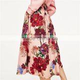 2017 OEM Spring Elegant Flower-printed Circle Skirt With Side Pockets thumbnail-3