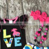 Baby Girls Summer Clothes Girls Children LOVE Troll Hair Outfits Kids Flutter Sleeve and Rainbow Shorts Outfits With Accessories thumbnail-4