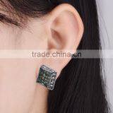 Custom Funky Diamond Gemstone Hiphop Earrings In Zinc Alloy For College Girls thumbnail-4